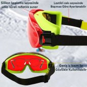 Kayak Gözlüğü Değiştirebilir Camlı Antifog Güneş Kar  Koruyucu Gözlük Kırmızı Snowboard Glasses Gözlük - 2