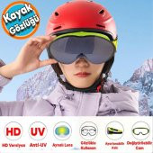 Kayak Gözlüğü Değiştirebilir Camlı Antifog Güneş Kar Koruyucu Gözlük Füme Snowboard Glasses Gözlük - 1