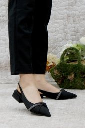 Mehmet Mete 01-901 Saten Fashion Arkası Açık Taşlı Kadın Babet thumbnail 2