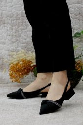 Mehmet Mete 01-901 Saten Fashion Arkası Açık Taşlı Kadın Babet thumbnail 4