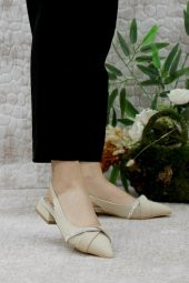 Mehmet Mete 01-901 Saten Fashion Arkası Açık Taşlı Kadın Babet thumbnail 5