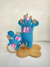 Mavi Fil Set Takımı Amigurumi Organik Oyuncak - 1