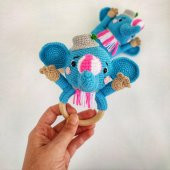 Mavi Fil Set Takımı Amigurumi Organik Oyuncak - 2