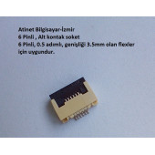 6 Pin 0.5 Adımlı Alt kontak Flex Soketi Flex Ffc Konnektörü 6-0.5-Alt - 1