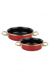 Tantitoni 2 Parça Kırmızı Gold Emaye Sahan Seti - 1