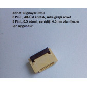 8 Pin 0.5 adımlı Flex Soketi Ffc Konnektörü Arka girişli 8-0.5-Arka - 1