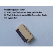 12 Pin 0.5 adımlı Flex Soketi Ffc Konnektörü Arka girişli 12-0.5-Arka - 1
