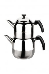 Tantitoni Siyah Athena Büyük Boy Paslanmaz Çelik Çaydanlık Takımı 1300/2250ml - 1