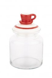 Tantitoni Kırmızı Kupa Seramik Kapaklı Kavanoz1085ml - 1