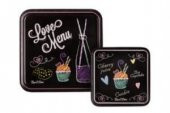 TANTİTONİ MELAMİN LOVE MENU DESENLİ 2 Lİ KARE KAYDIRMAZ TEPSİ 24-33 CM - 2