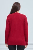 Fresh&Moda Kadın Kırmızı Triko Esnek V Yaka Kışlık Anne Kazak - 6