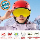 Kayak Gözlüğü Değiştirebilir Camlı Antifog Güneş Kar Koruyucu Gözlük Sarı Snowboard Glasses Gözlük - 1