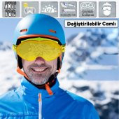 Kayak Gözlüğü Değiştirebilir Camlı Antifog Güneş Kar Koruyucu Gözlük Sarı Snowboard Glasses Gözlük - 8