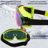 Kayak Gözlüğü Değiştirebilir Camlı Antifog Güneş Kar Koruyucu Gözlük Gökkuşağı Snowboard Glasses Gözlük - 4