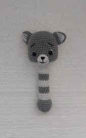 Sevimli Kurt Oyuncak ve Çıngırak Takım Amigurumi Organik Oyuncak - 3