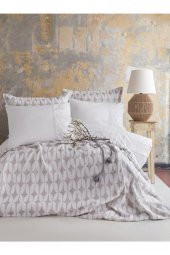 Apricitas Home Abeille Gray Çift Kişilik Yatak Örtülü Nevresim Takım - 1