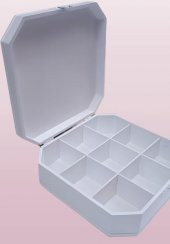 Hobi ADN 90268 Dekoratif Kutu Çokgen Klipsli Ahşap MDF Beyaz Lake Boya El Yapım - 3