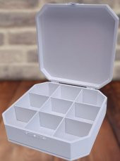 Hobi ADN 90268 Dekoratif Kutu Çokgen Klipsli Ahşap MDF Beyaz Lake Boya El Yapım - 5