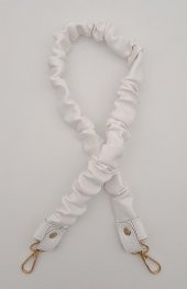 Angel Çanta Aksesuar 70 cm Büzgü Model Suni Deri Beyaz Renk Çanta Sapı Light Gold Metalli thumbnail 1