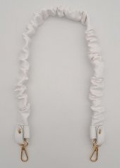 Angel Çanta Aksesuar 70 cm Büzgü Model Suni Deri Beyaz Renk Çanta Sapı Light Gold Metalli thumbnail 2