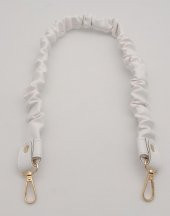 Angel Çanta Aksesuar 70 cm Büzgü Model Suni Deri Beyaz Renk Çanta Sapı Light Gold Metalli thumbnail 3