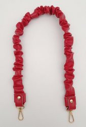 Angel Çanta Aksesuar 70 cm Büzgü Model Suni Deri Kırmızı Renk Çanta Sapı Light Gold Metalli thumbnail 2