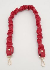 Angel Çanta Aksesuar 70 cm Büzgü Model Suni Deri Kırmızı Renk Çanta Sapı Light Gold Metalli thumbnail 3