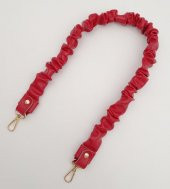 Angel Çanta Aksesuar 70 cm Büzgü Model Suni Deri Kırmızı Renk Çanta Sapı Light Gold Metalli thumbnail 4