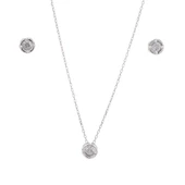 Kolye- Çivili Küpe 6,70 mm Çaplı Zirkon Taşlı 925 Ayar Gümüş İkili Kadın Seti - 1