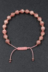 Rodokrozit Doğal Taş Makrome Örme Bileklik thumbnail 1