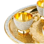 Sade Taşlı Zemzem Takımı - Ebruli Altın - 2