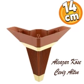 Alcazar Lüks Mobilya Kanepe Sehpa Tv Ünitesi Koltuk Ayağı Baza Ayakları Köşe 14 Cm Ceviz Altın thumbnail 1
