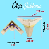 Alcazar Köşe Lüks Mobilya Kanepe Sehpa Tv Ünitesi Koltuk Ayağı Baza Ayakları 12 Cm Krem Altın thumbnail 2