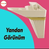 Alcazar Köşe Lüks Mobilya Kanepe Sehpa Tv Ünitesi Koltuk Ayağı Baza Ayakları 12 Cm Krem Altın thumbnail 3