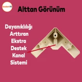 Alcazar Köşe Lüks Mobilya Kanepe Sehpa Tv Ünitesi Koltuk Ayağı Baza Ayakları 12 Cm Krem Altın thumbnail 4