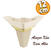 Alcazar Köşe Lüks Mobilya Kanepe Sehpa Tv Ünitesi Koltuk Ayağı Baza Ayakları 12 Cm Krem Altın thumbnail 1
