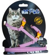 Pati Yavru Köpek ve Kedi Gezdirme Takım Tasması (Ayarlanabilir) Düz Pembe - 1