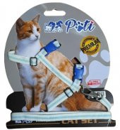 Pati Yavru Köpek ve Kedi Gezdirme Takım Tasması (Ayarlanabilir) Beyaz-Mavi - 1
