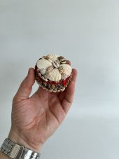 Deniz Kabuğu Kaplamalı Kutu 7x4cm - Mücevher Takı Kutusu - 6