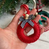 5 Adet Kırmızı Handmade Renkli Yılbaşı Ağaç Süsü - Yılbaşı Süsü - Christmas Decor thumbnail 2