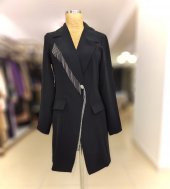 Ecem Kasab Boutique Selinada  Zincir Detaylı Ceket Siyah - 1