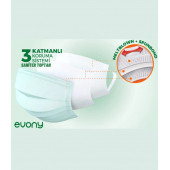 Evony Cerrahi Maske Yumuşak Elastik 3 Katlı 10'lu 10 Paket 100 Adet Maske - 5