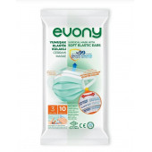 Evony Cerrahi Maske Yumuşak Elastik 3 Katlı 10'lu 10 Paket 100 Adet Maske - 10