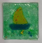 Şeker Portakalım Yelkenli Desenli Banyo Cam Gider Kapağı Süsü Tekli Ölçü 10x10 Cm - 1