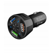 Oto 3 Usb Qualcomm Quick Qc 3.0 7a Hızlı Araç Şarj Aleti Cihazı - Siyah - 1