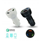 Oto 3 Usb Qualcomm Quick Qc 3.0 7a Hızlı Araç Şarj Aleti Cihazı - Siyah - 4