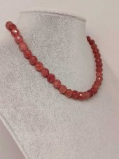 Çilek Kuvars Taşı Faset Kesim Kolye 8mm (Sabit Klipsli) thumbnail 2