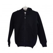 PITIRCIK DÜZ RENK FERMUARLI KAPŞONLU ÜÇ İP UNISEX SWEAT - 2