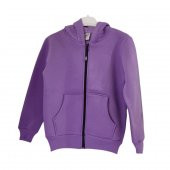PITIRCIK DÜZ RENK FERMUARLI KAPŞONLU ÜÇ İP UNISEX SWEAT - 3
