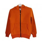 PITIRCIK DÜZ RENK FERMUARLI KAPŞONLU ÜÇ İP UNISEX SWEAT - 4